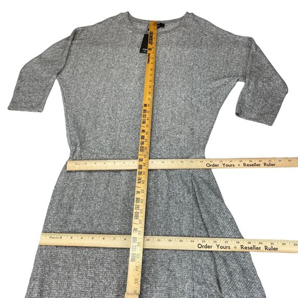 COA Sweater Dress Women's Large Gray Heather Knit Flowy Draped Hem Crew Neck - Picture 9 of 16